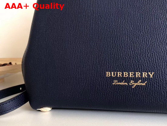 Burberry The Small Banner in Leather and House Check Ink Blue Replica