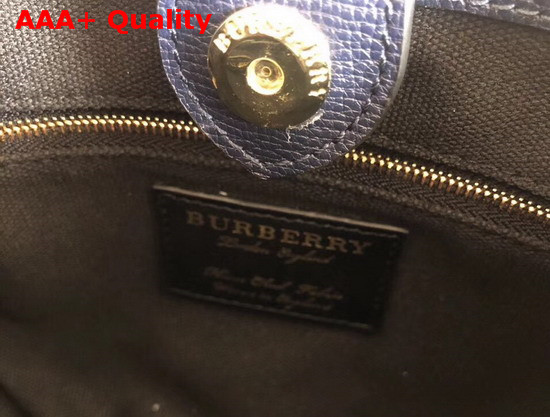 Burberry The Small Banner in Leather and House Check Ink Blue Replica