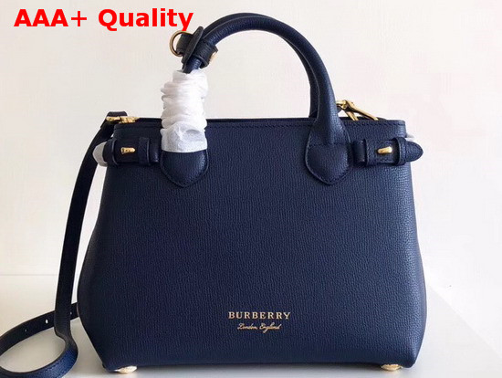 Burberry The Small Banner in Leather and House Check Ink Blue Replica