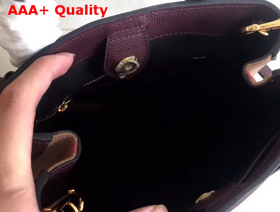 Burberry The Small Banner in Leather and House Check Mahogany Red Replica