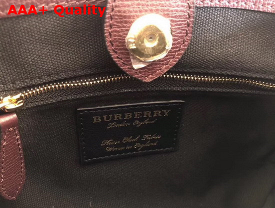 Burberry The Small Banner in Leather and House Check Mahogany Red Replica