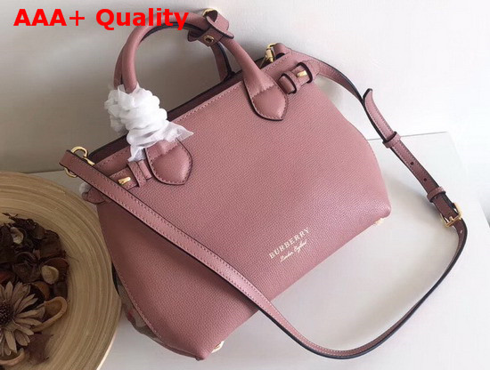 Burberry The Small Banner in Leather and House Check Mauve Pink Replica