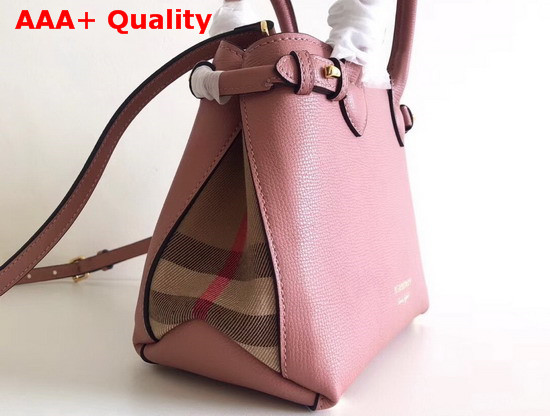 Burberry The Small Banner in Leather and House Check Mauve Pink Replica