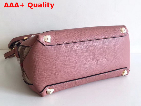 Burberry The Small Banner in Leather and House Check Mauve Pink Replica