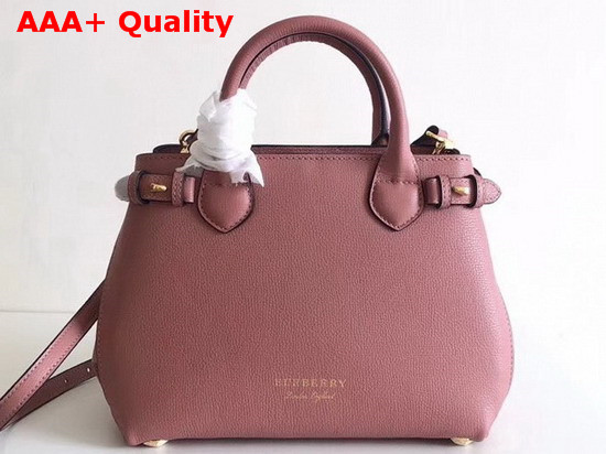 Burberry The Small Banner in Leather and House Check Mauve Pink Replica