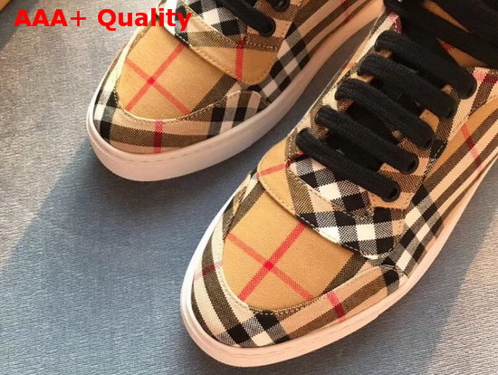 Burberry Vintage Check Cotton High Top Sneakers Antique Yellow Replica