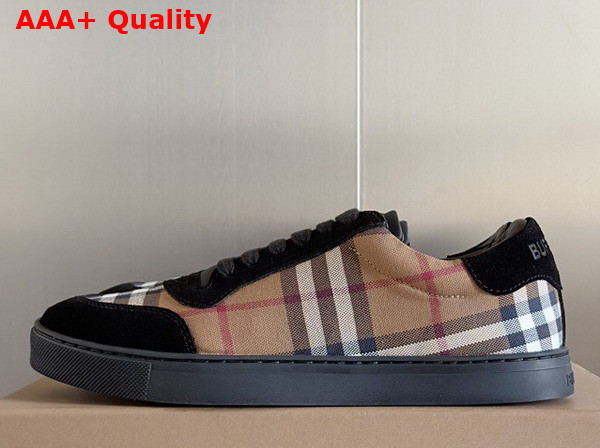 Burberry Vintage Check Cotton and Suede Sneakers in Brich Brown for Men Replica