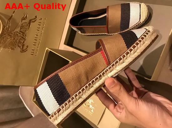 Burberry Vintage Check and Leather Espadrilles Antique Yellow Replica