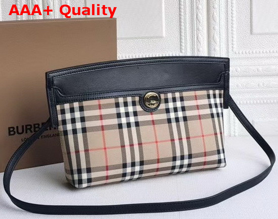 Burberry Vintage Check and Leather Society Clutch Archive Beige Black Replica