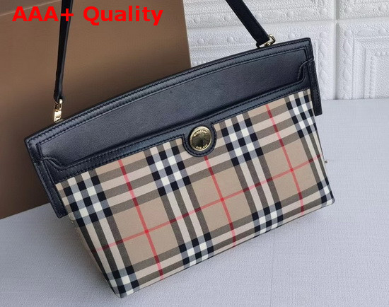 Burberry Vintage Check and Leather Society Clutch Archive Beige Black Replica