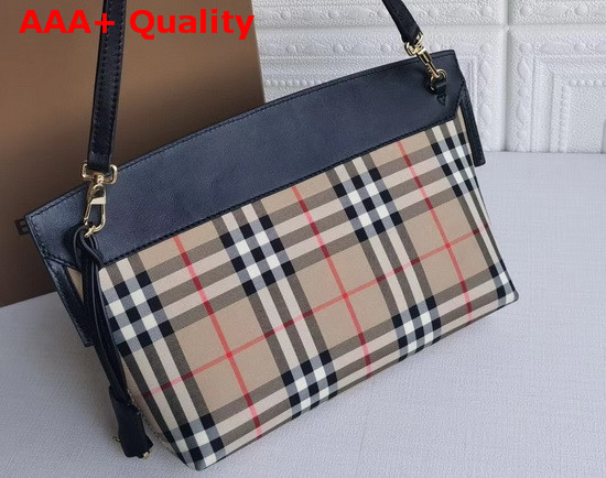 Burberry Vintage Check and Leather Society Clutch Archive Beige Black Replica