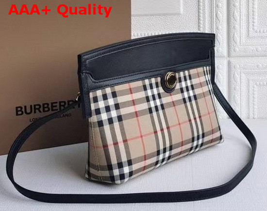 Burberry Vintage Check and Leather Society Clutch Archive Beige Black Replica