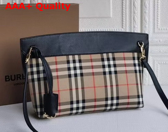 Burberry Vintage Check and Leather Society Clutch Archive Beige Black Replica