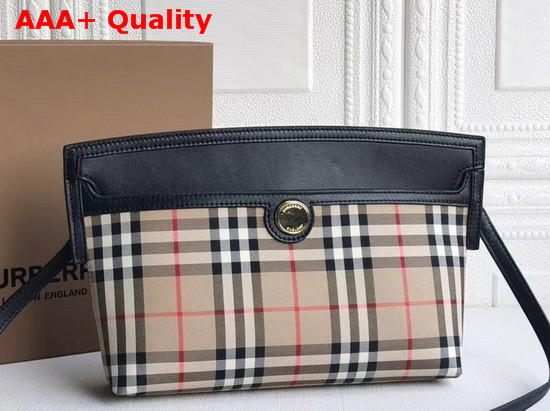 Burberry Vintage Check and Leather Society Clutch Archive Beige Black Replica