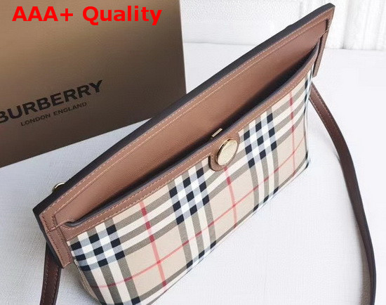 Burberry Vintage Check and Leather Society Clutch Archive Beige Tan Replica