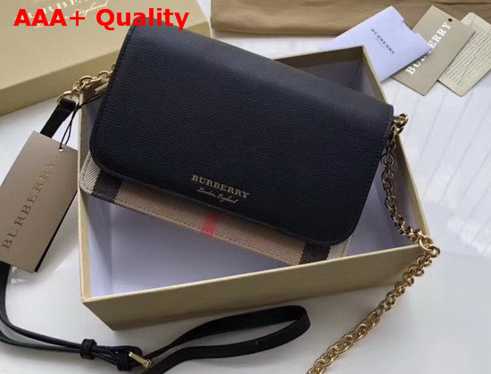 Burberry Vintage Check and Leather Wallet with Detachable Strap Black Replica