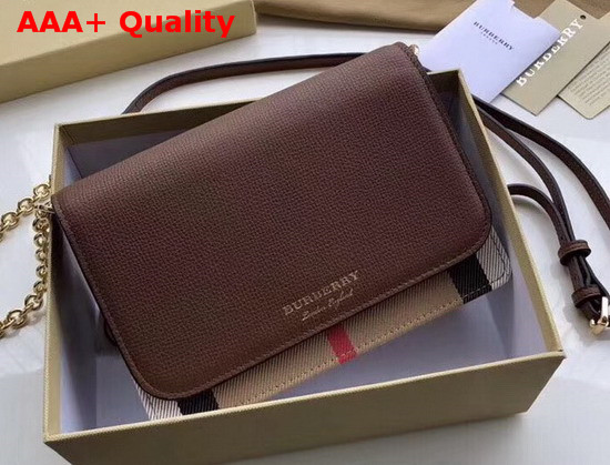 Burberry Vintage Check and Leather Wallet with Detachable Strap Brown Replica