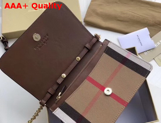 Burberry Vintage Check and Leather Wallet with Detachable Strap Brown Replica