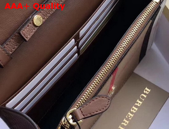 Burberry Vintage Check and Leather Wallet with Detachable Strap Brown Replica