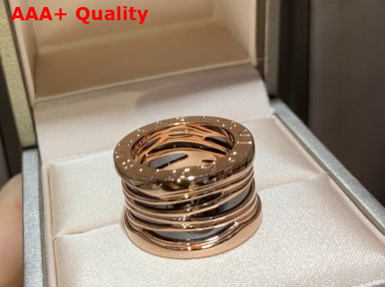 Bvlgari B Zero1 Ring in 18kt Rose Gold and Black Ceramic Replica