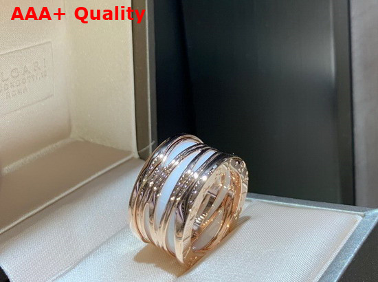 Bvlgari B Zero1 Ring in 18kt Rost Gold and White Ceramic Replica