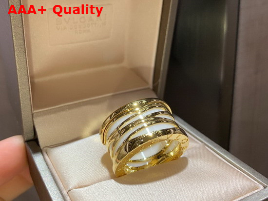 Bvlgari B Zero1 Ring in 18kt Yellow Gold and White Ceramic Replica