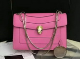 Bvlgari Flap Cover Bag Pink Calf Leather Serpenti Head Closure for Sale