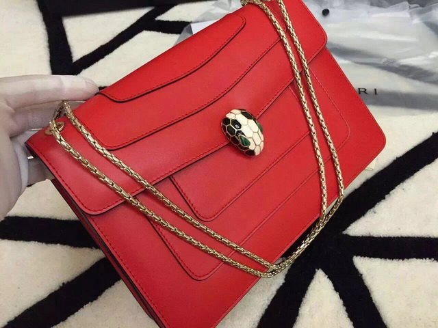 Bvlgari Flap Cover Bag Red Calf Leather for Sale