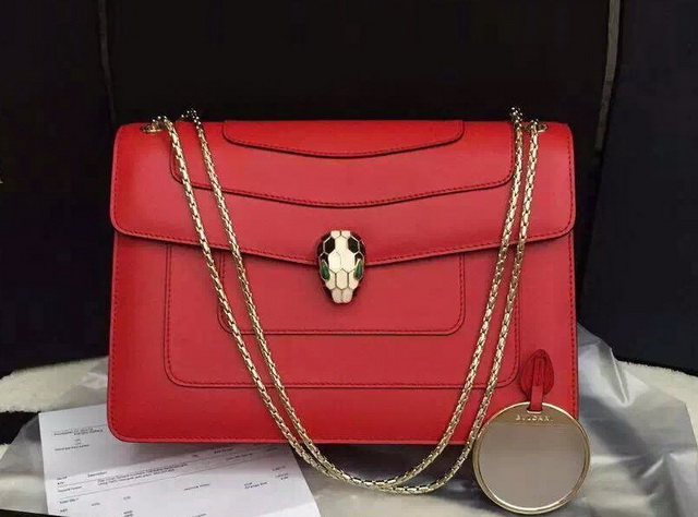 Bvlgari Flap Cover Bag Red Calf Leather for Sale