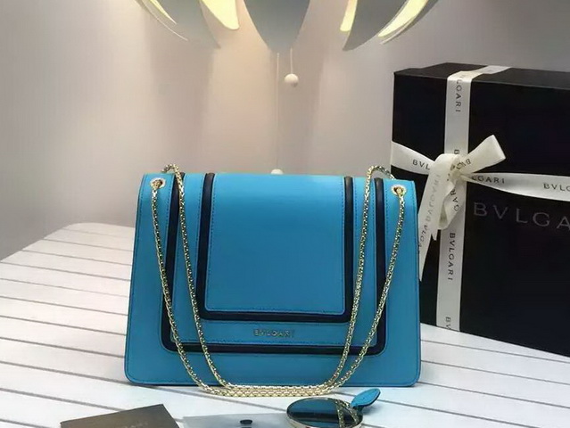 Bvlgari Flap Cover Bag Serpenti Forever in Baby Blue Calf Leather for Sale