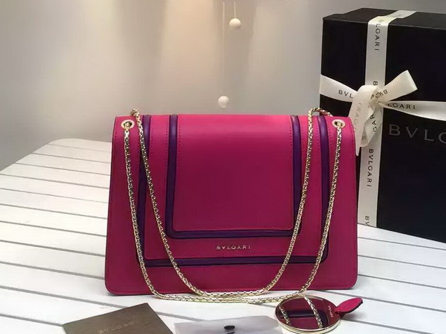 Bvlgari Flap Cover Bag Serpenti Forever in Pink Rubellite Calf Leather with Brass Light Gold Plated Serpenti Head Closure for Sale