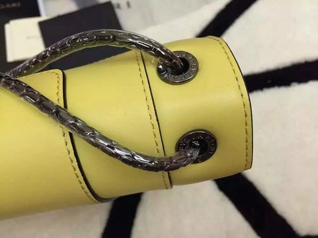 Bvlgari Flap Cover Bag Serpenti Head Closure Yellow Calf Leather for Sale