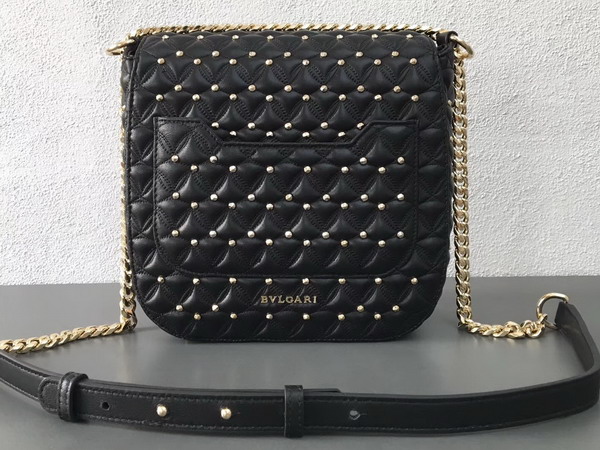 Bvlgari Flap Cover Divas Dream in Black Nappa Leather Featuring a Quilted Motif Medium Model For Sale