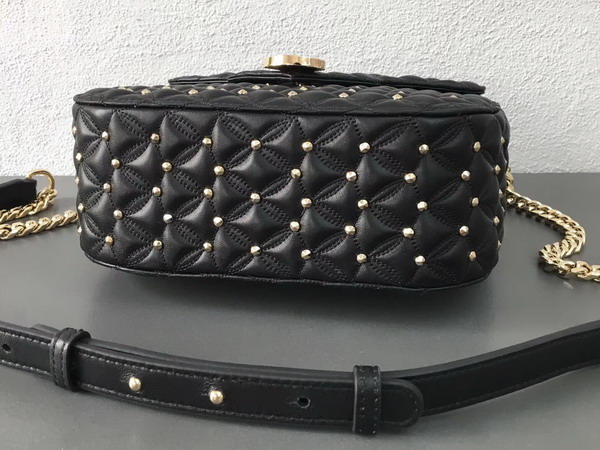 Bvlgari Flap Cover Divas Dream in Black Nappa Leather Featuring a Quilted Motif Medium Model For Sale