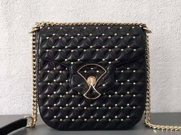 Bvlgari Flap Cover Divas Dream in Black Nappa Leather Featuring a Quilted Motif Medium Model For Sale