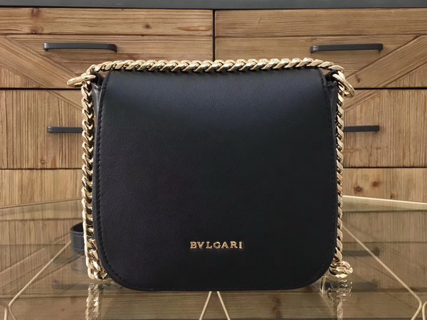 Bvlgari Flap Cover Divas Dream in Black Smooth Calf Leather and Shiny Grain Calf Leather Small Model For Sale