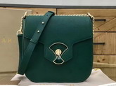 Bvlgari Flap Cover Divas Dream in Forest Emerald Smooth Calf Leather and Shiny Grain Calf Leather Medium Model For Sale