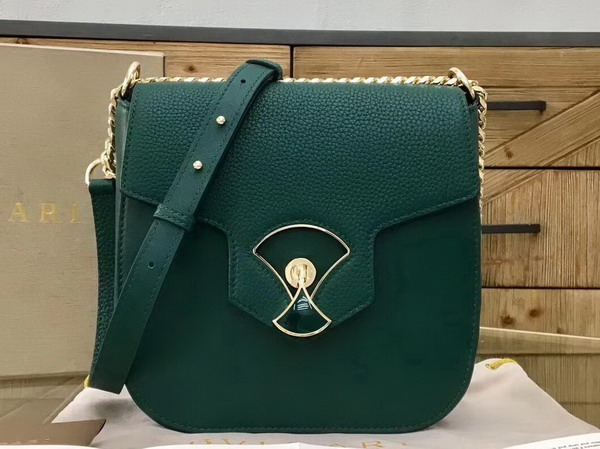 Bvlgari Flap Cover Divas Dream in Forest Emerald Smooth Calf Leather and Shiny Grain Calf Leather Medium Model For Sale