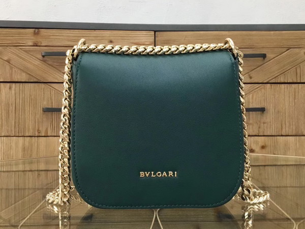 Bvlgari Flap Cover Divas Dream in Forest Emerald Smooth Calf Leather and Shiny Grain Calf Leather Small Model For Sale