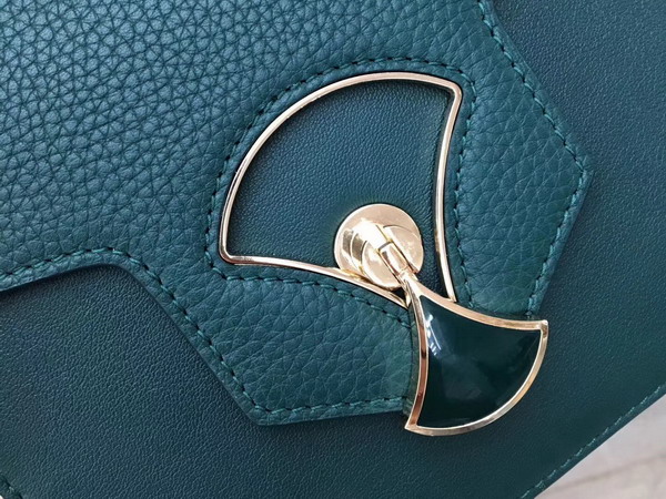 Bvlgari Flap Cover Divas Dream in Forest Emerald Smooth Calf Leather and Shiny Grain Calf Leather Small Model For Sale