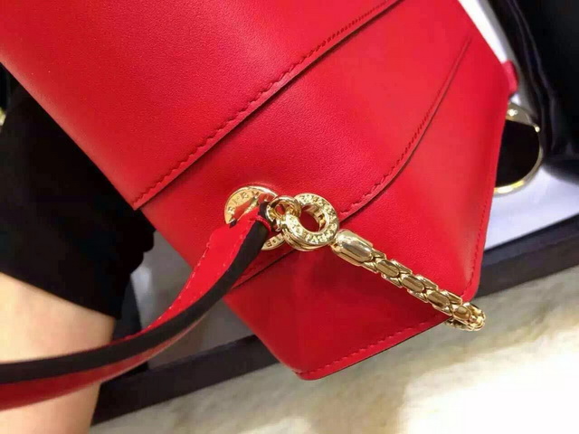 Bvlgari Handle Flap Cover Bag Red Calf Leather for Sale