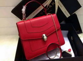 Bvlgari Handle Flap Cover Bag Red Calf Leather for Sale