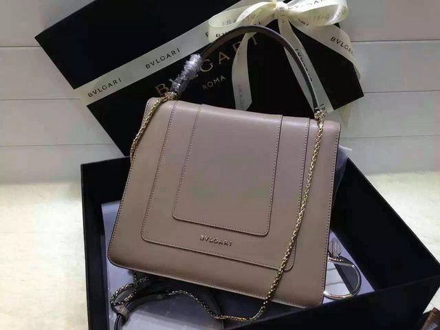 Bvlgari Top Handle Flap Cover Bag Taupe Calf Leather for Sale