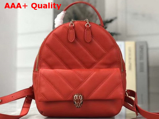 Bvlgari Serpenti Cabochon Backpack in Red Calf Leather Replica