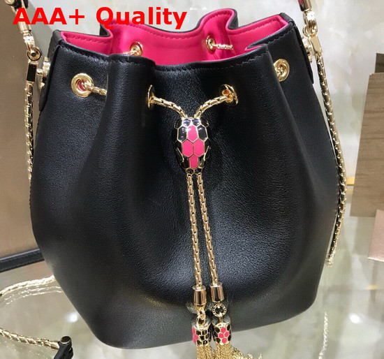 Bvlgari Serpenti Forever Bucket Bag in Smooth Black Calf Leather Replica