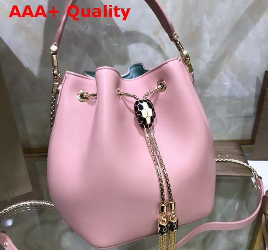 Bvlgari Serpenti Forever Bucket Bag in Smooth Crystal Rose Calf Leather Replica