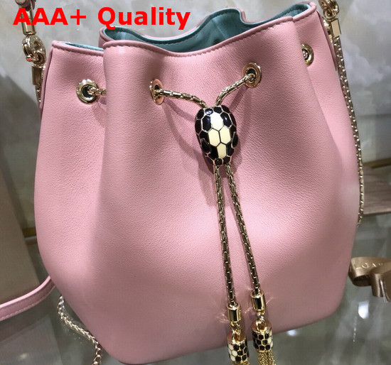 Bvlgari Serpenti Forever Bucket Bag in Smooth Crystal Rose Calf Leather Replica