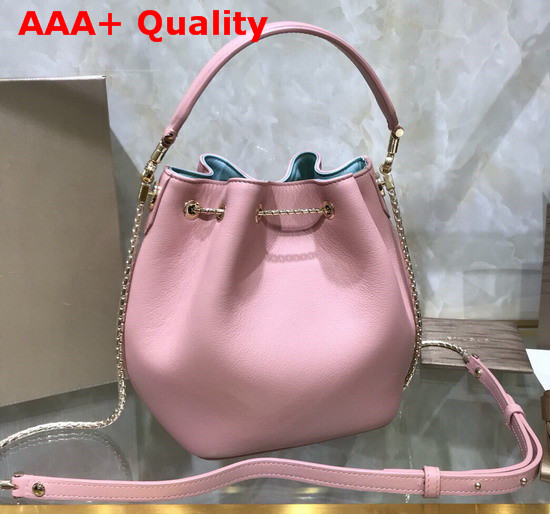 Bvlgari Serpenti Forever Bucket Bag in Smooth Crystal Rose Calf Leather Replica