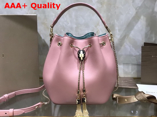 Bvlgari Serpenti Forever Bucket Bag in Smooth Crystal Rose Calf Leather Replica