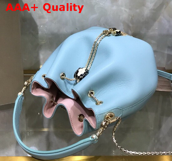 Bvlgari Serpenti Forever Bucket Bag in Smooth Glacier Turquoise Calf Leather Replica